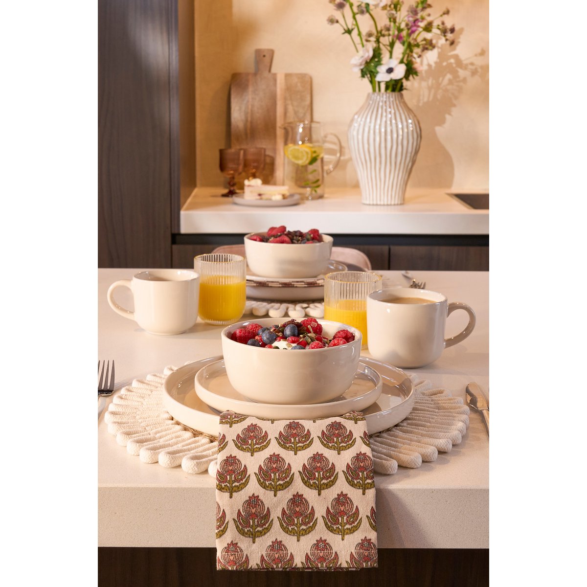 Mica Decorations - Ozzu Serviesset 4 Persoons - Steengoed - Off-white