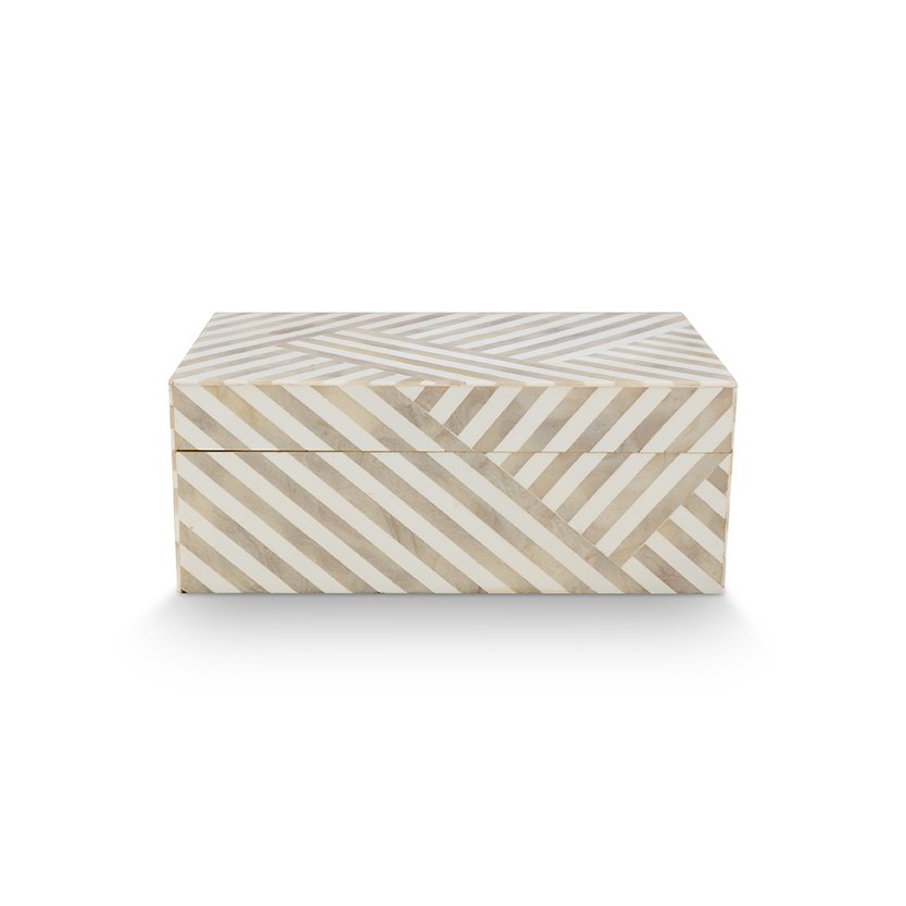 vtwonen - Opbergdoos Rechthoekig Parel Geometrische Strepen 25x15x10cm