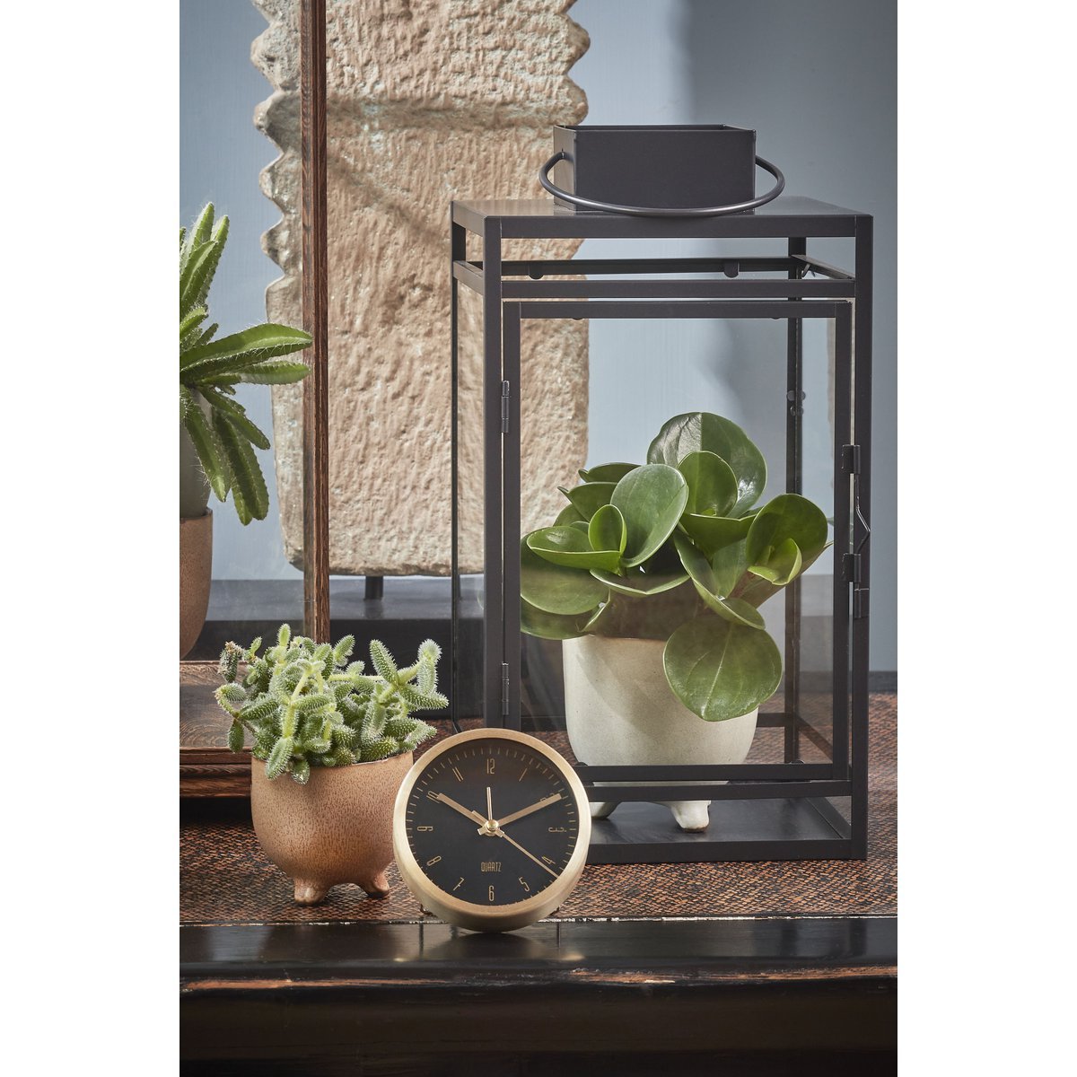 Glimmerdekorationen – Sturmlaterne – L20 x B19 x H36 cm – Schwarz