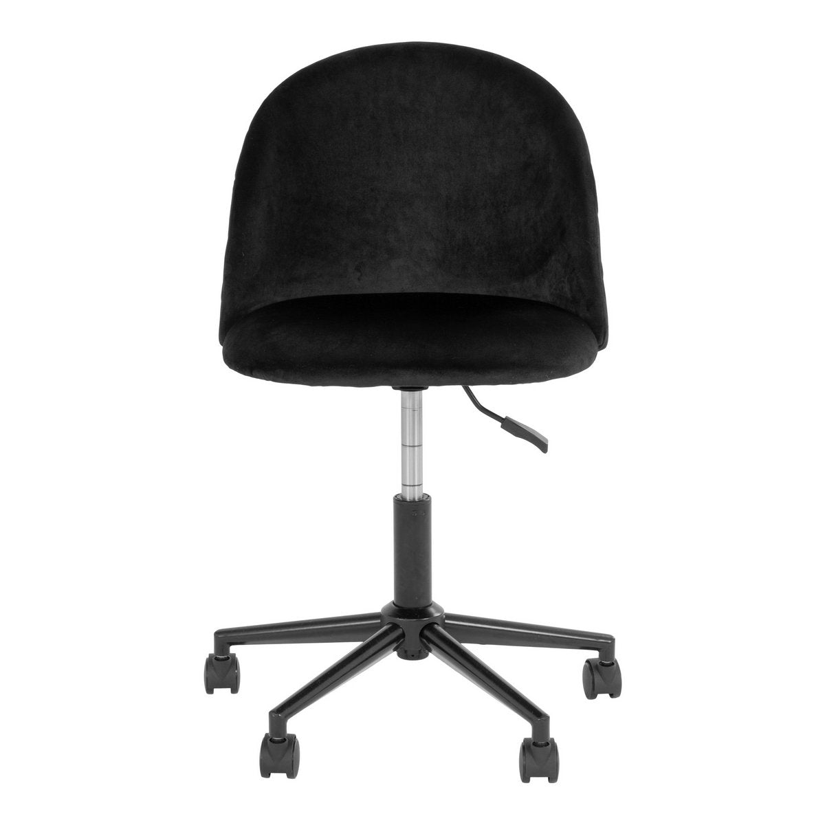 House Nordic - Geneve Office Chair - Bürostuhl aus Samt, schwarz mit schwarzen Beinen, HN1207