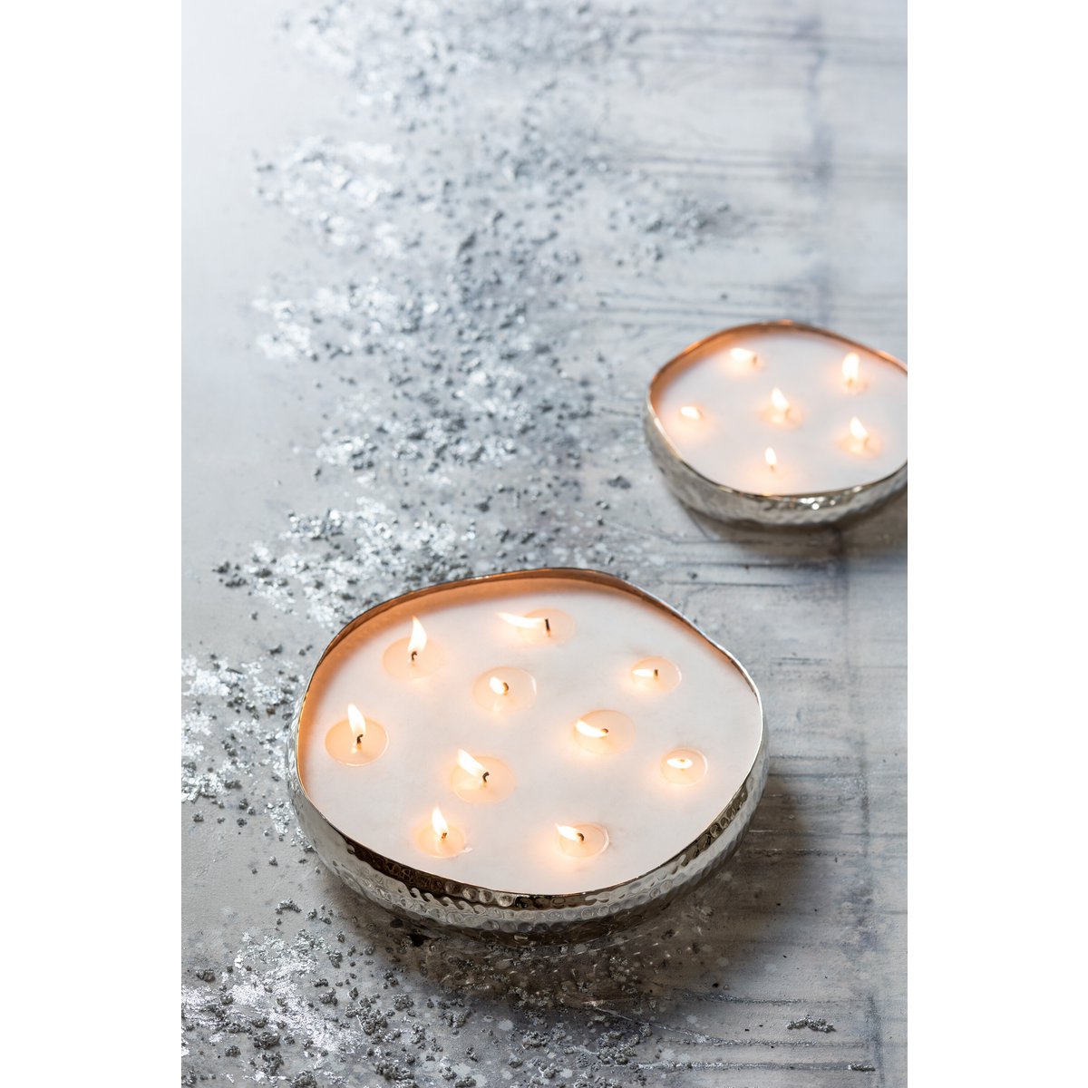 J-Line - Duftkerze M-Chic Metal Silver Large-44U