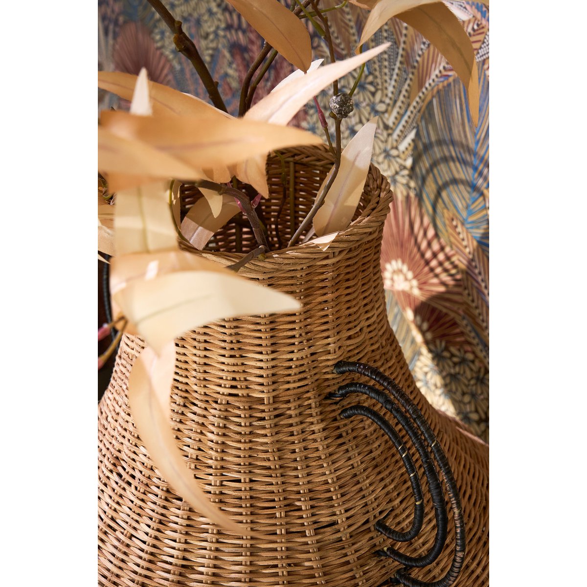 Mica Decorations - Fabiola Decoratie Vaas - H43 x Ø30 cm - Rotan - Bruin