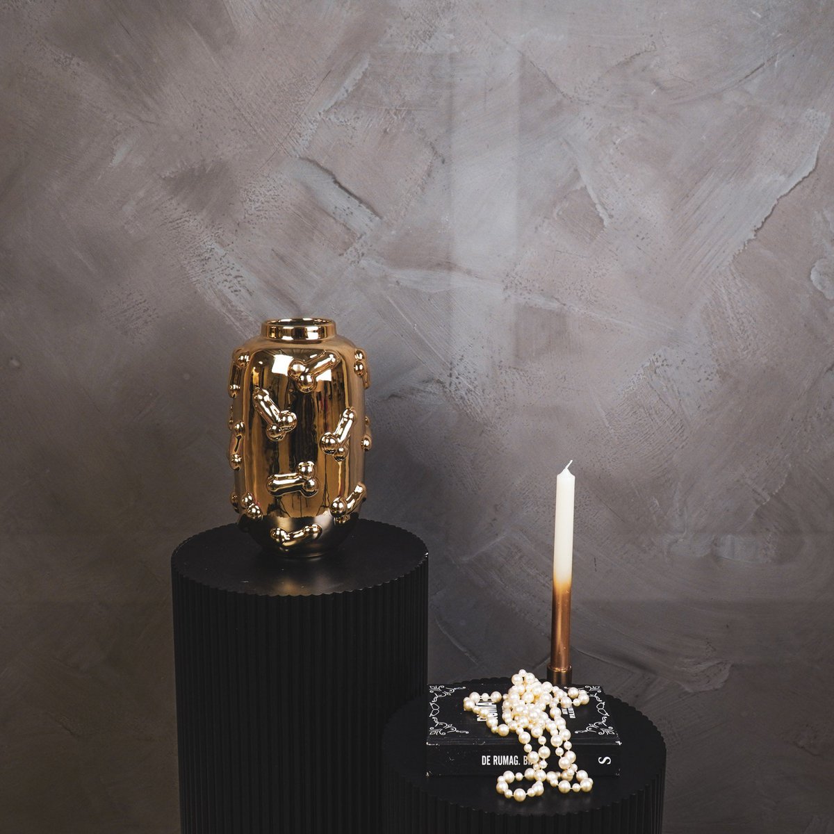 Housevitamin - Vaas - Dick - Keramiek - Goud - 17x17x27cm