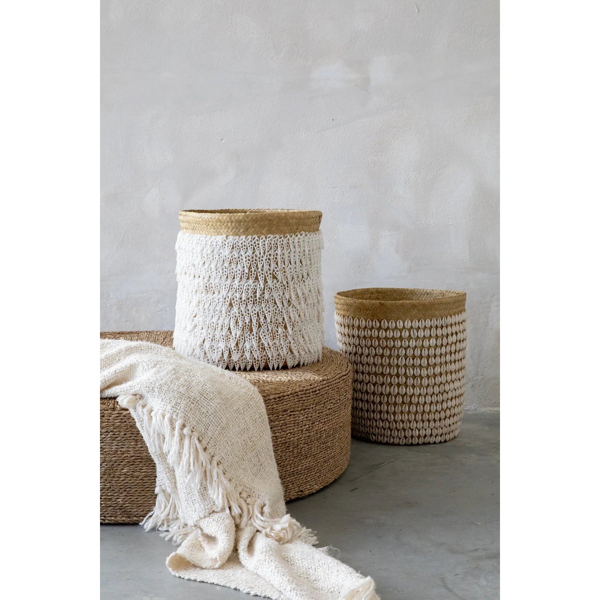 Bazar Bizar - Mand 'Pandan #2' (Naturel Wit)