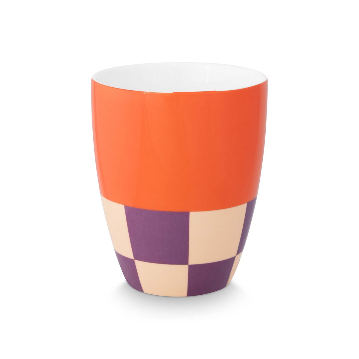 vtwonen - Mok zonder oortje 'Geblokt' (Set van 3, XL, 400ml)