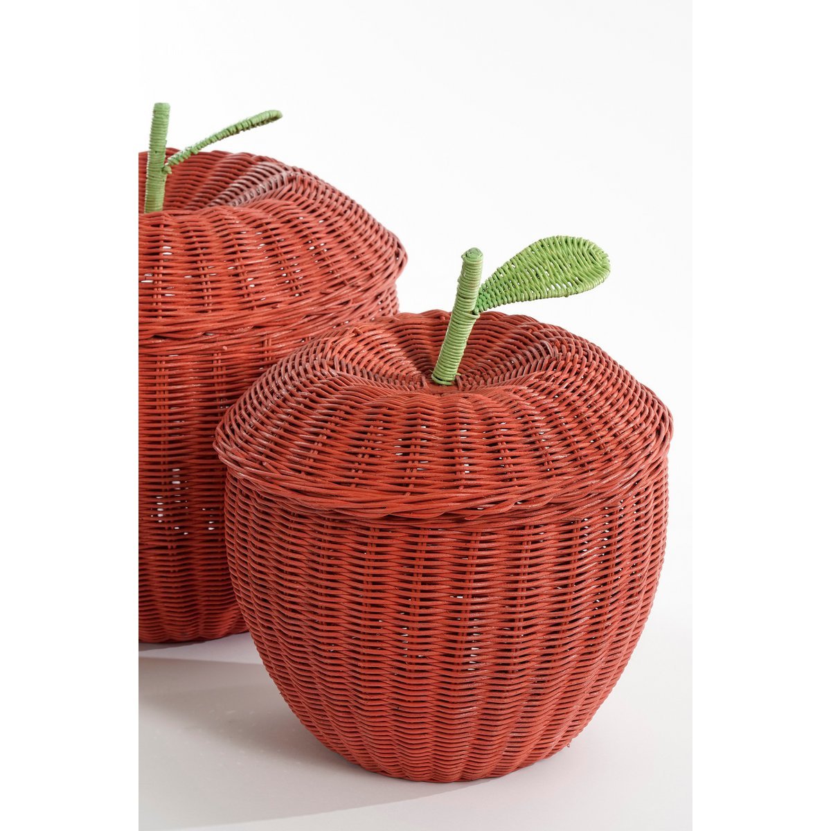 Mica Decorations – Aufbewahrungskorb mit Deckel – 2er-Set – H48 x Ø30 cm – Rattan – Rot