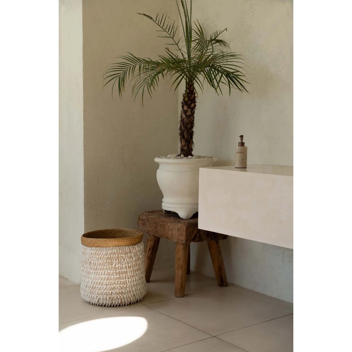 Bazar Bizar - Mand 'Pandan #2' (Naturel Wit)