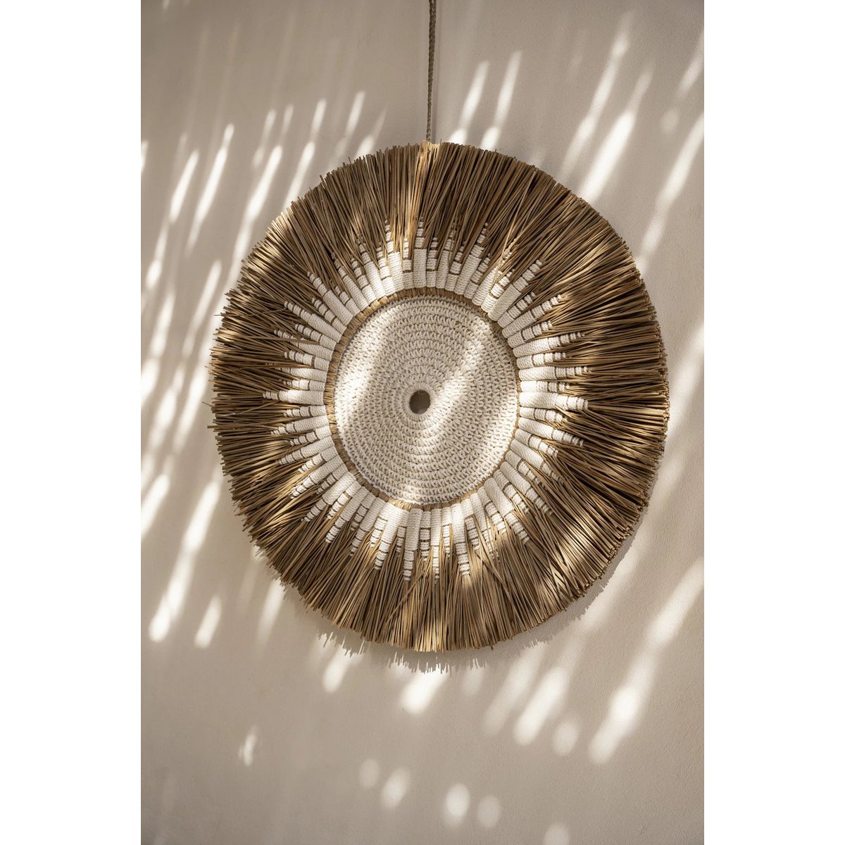 Bazar Bizar - Wanddecoratie 'Raffia Macramé' (Wit Naturel)