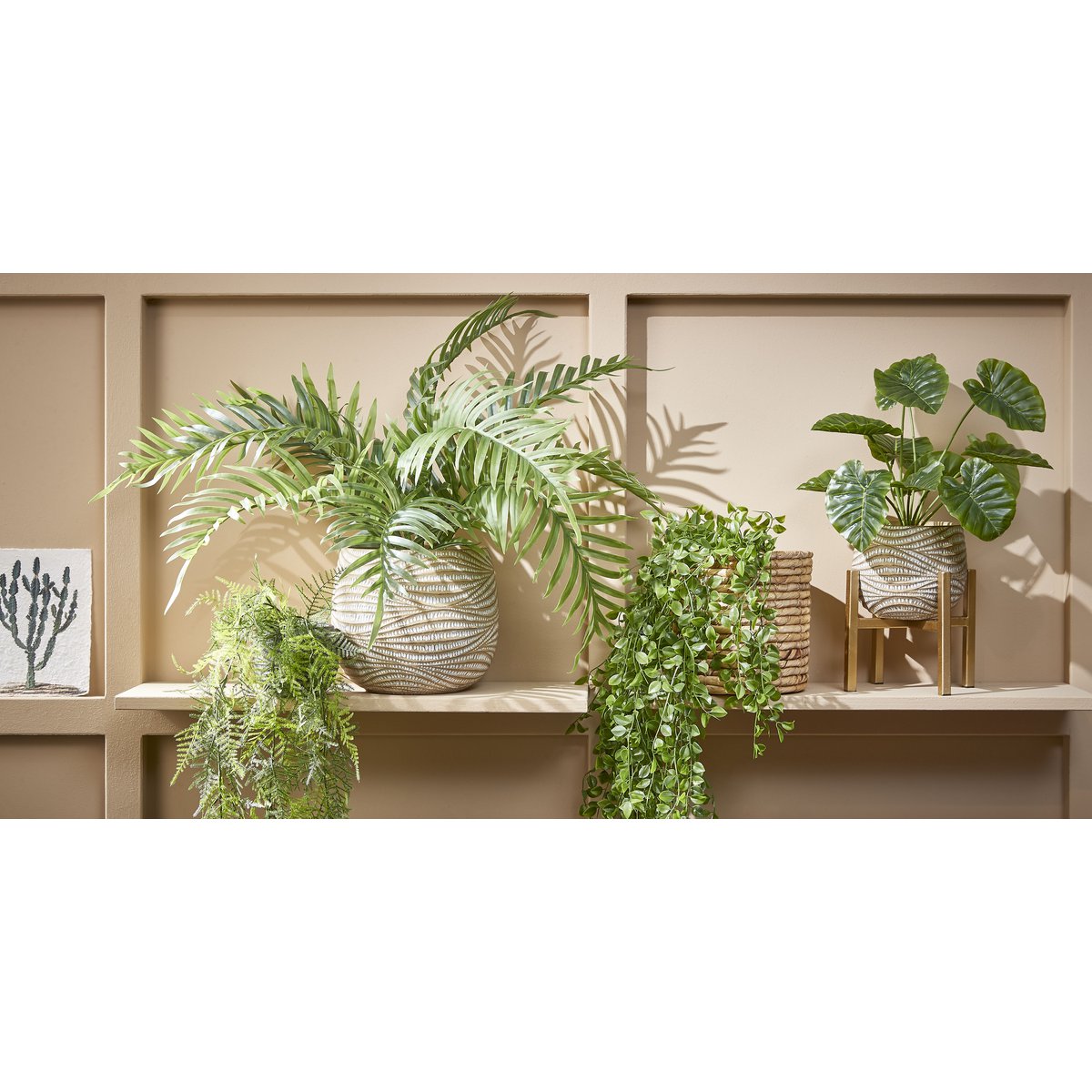 Mica Decorations - Ficus Kunst Hangplant - H81 cm - Groen