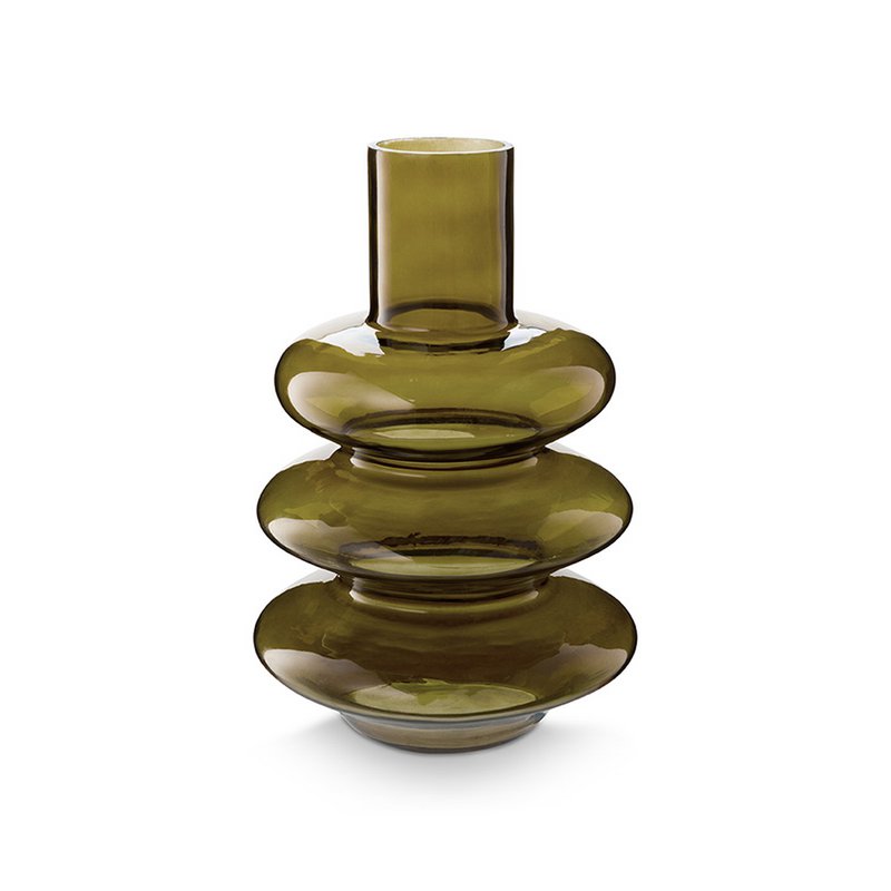 vtwonen - Vase Glass Green Geometric 20x29cm