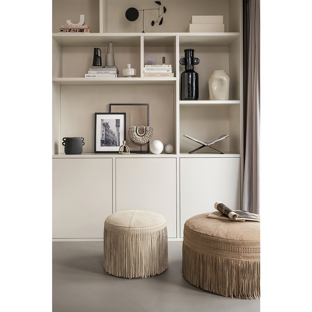 vtwonen - Poef Suède Donker Beige Groot 73x40cm