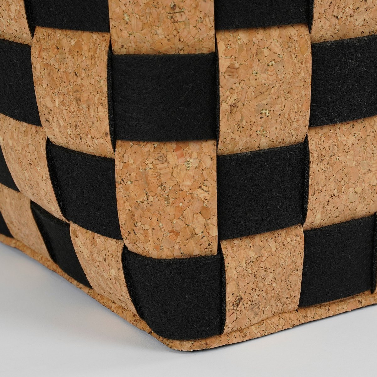 Mica Decorations – Aufbewahrungskorb – 3er-Set – L40 x B30 x H30 cm – Kork/Filz – Schwarz