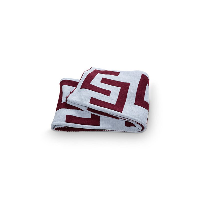 vtwonen - Plaid Knitted Burgundy-Light Blue 130x170cm