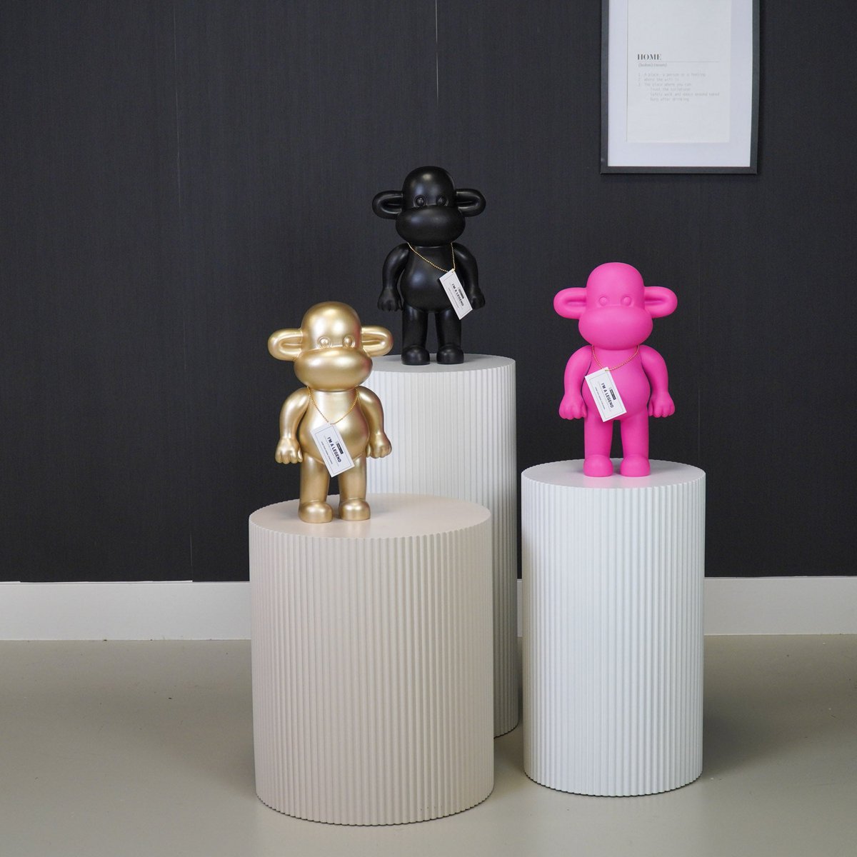 Housevitamin - Ornament - aap -beeldje 'de legende'- polyresin - zwart - 20,5x13,5x35cm