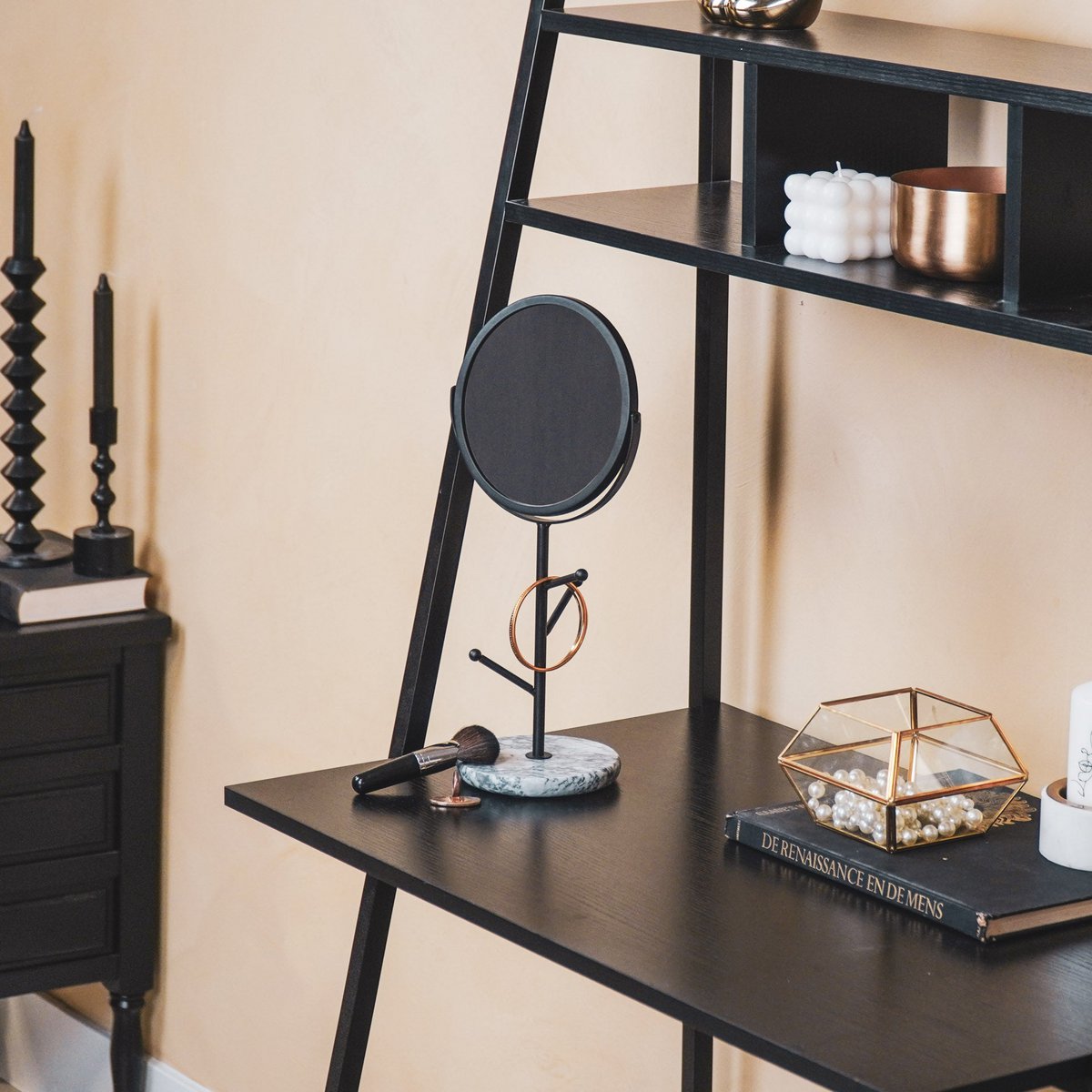 Housevitamin - Make-up spiegel 'Rene' (Zwart, 37cm)