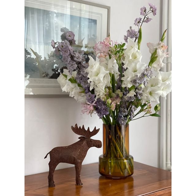 Element Accessories - Luxe glazen vaas van 9 mm, amberkleur: TYLER 25 retro designstijl