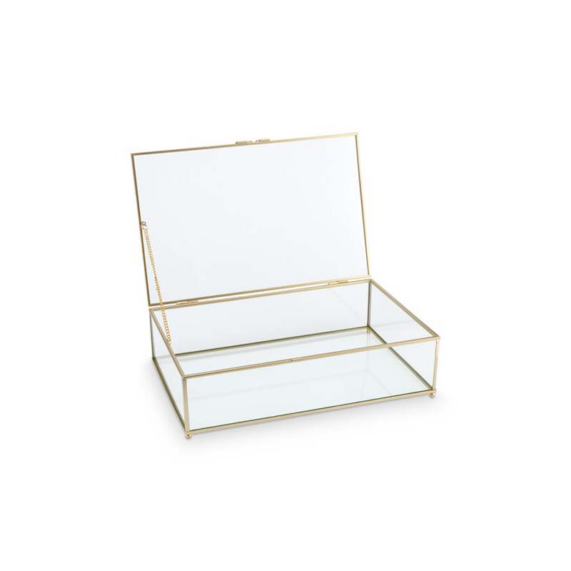 vtwonen - Opbergdoos Glas met Metalen Gouden Frame 21x33x9cm