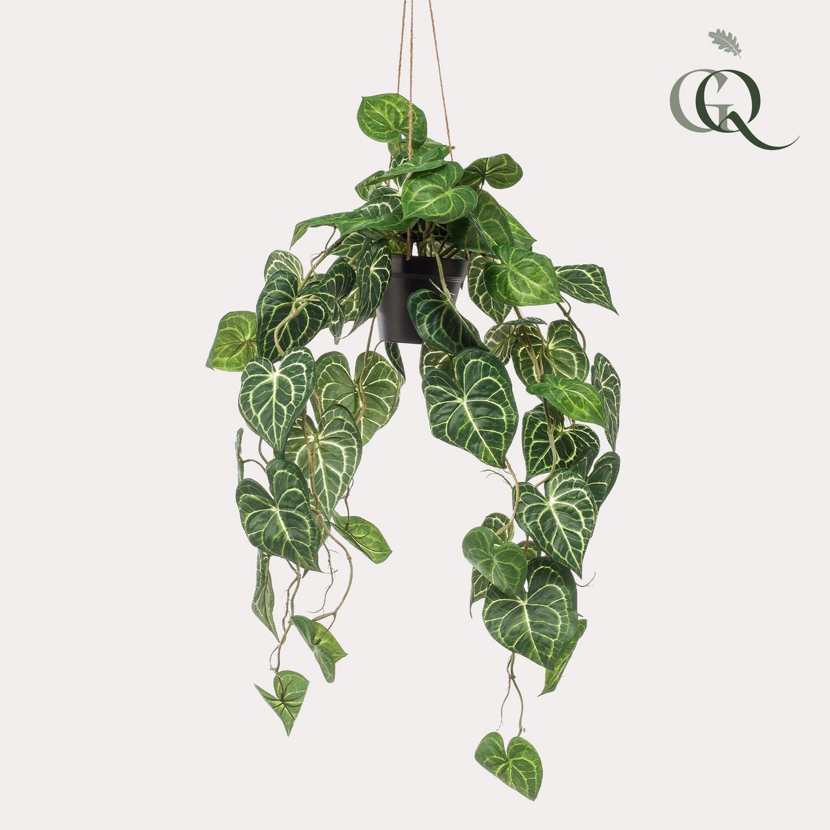 Green BoutiQ - Kunstplant - Anthurium Clarinervium - Aderplant - 80 cm