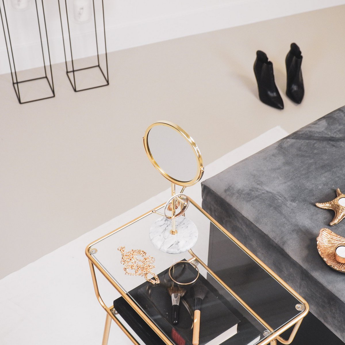 Housevitamin - Make-up spiegel 'Rene' (Goud, 37cm)