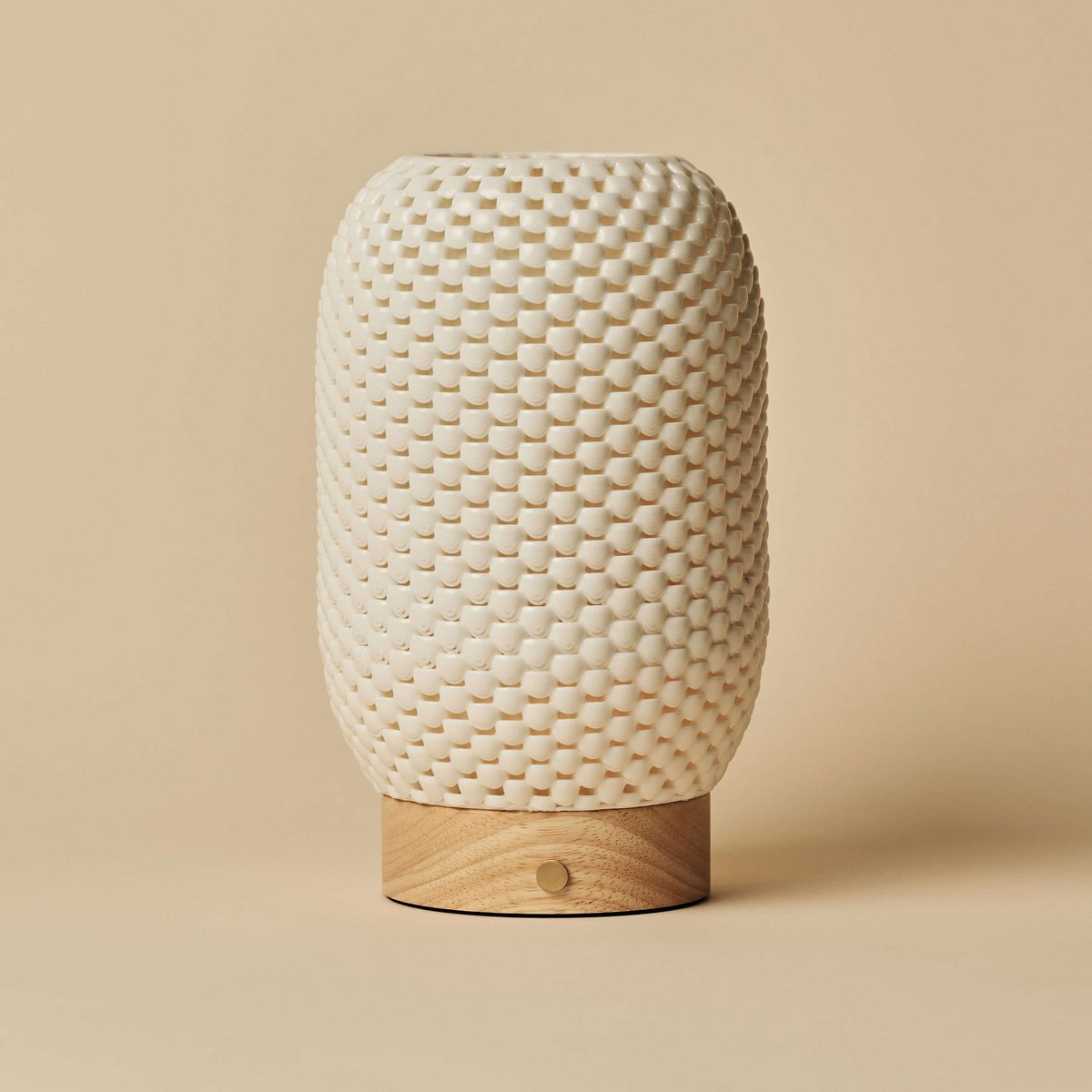 Tavellio-Amsterdam - Aurora lichtbruine draadloze tafellamp in 3D-geprinte porselein-oplaadbaar, dimbaar en tot 100 uur licht