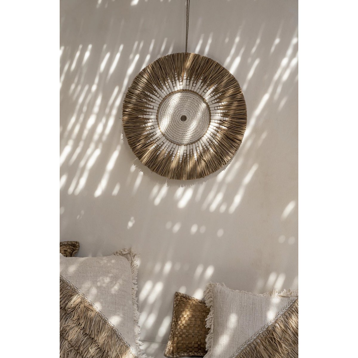 Bazar Bizar - Wanddecoratie 'Raffia Macramé' (Wit Naturel)