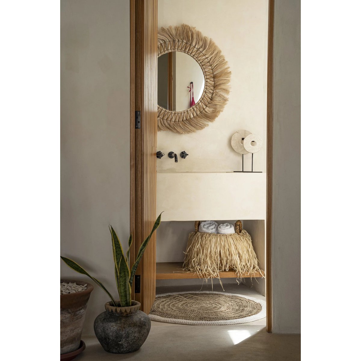 Bazar Bizar - Vloerkleed 'Zeegras' (Naturel, Wit, 100cm)