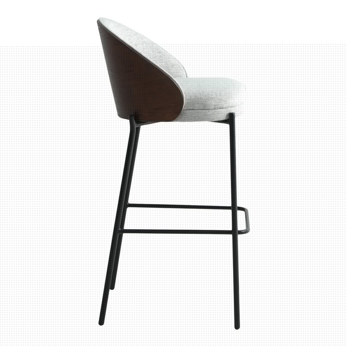 House Nordic - Canelas Bar Chair - Barstuhl, hellgrau mit dunkelbrauner Rückenlehne und schwarzen Beinen - 2er-Set