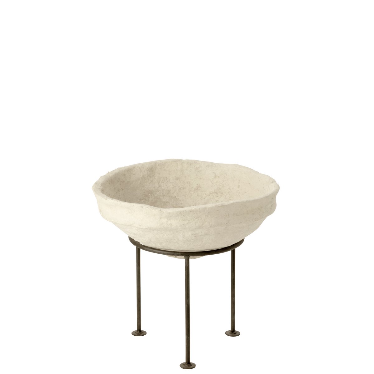 J-Line - Schüssel auf Fuß Chad Pappmaché Weiß