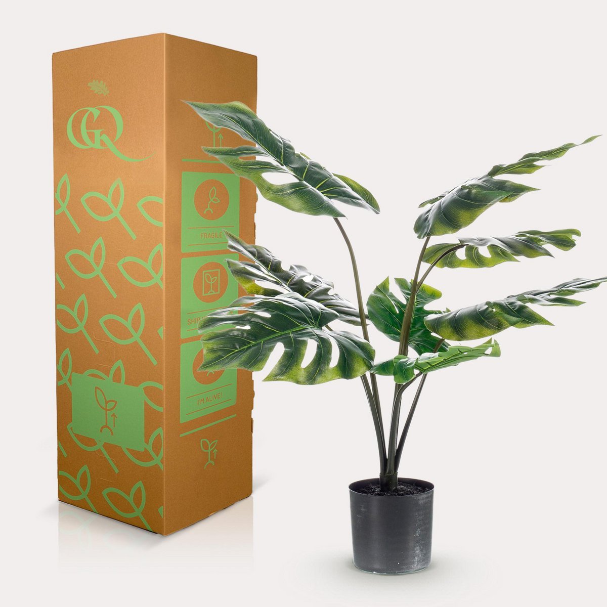 Green BoutiQ - Monstera Deliciosa - kunstplant - 65 cm
