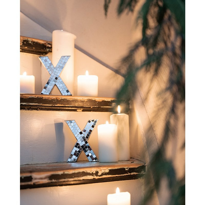 vtwonen - Decoratief figuur 'X' (Set van 3, Mosaic Silver)