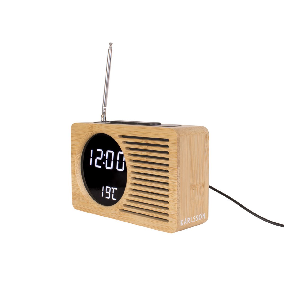 Karlsson - Wecker Retro Radio Bambus