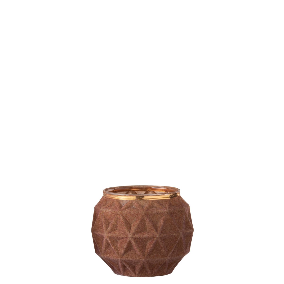 J-Line – Teelichthalter-Kugel – Glas/Samt – Ocker – Groß