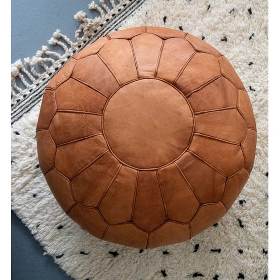 Poufs & Kissen - Lederpouf - Cognacbraun (XL) - gefüllt geliefert