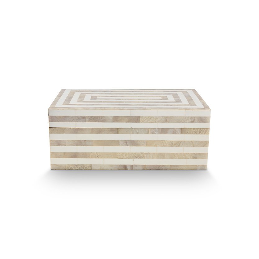 vtwonen - Opbergdoos Rechthoekig Parel Meerdere Rechthoekige Strepen 30x18x12cm