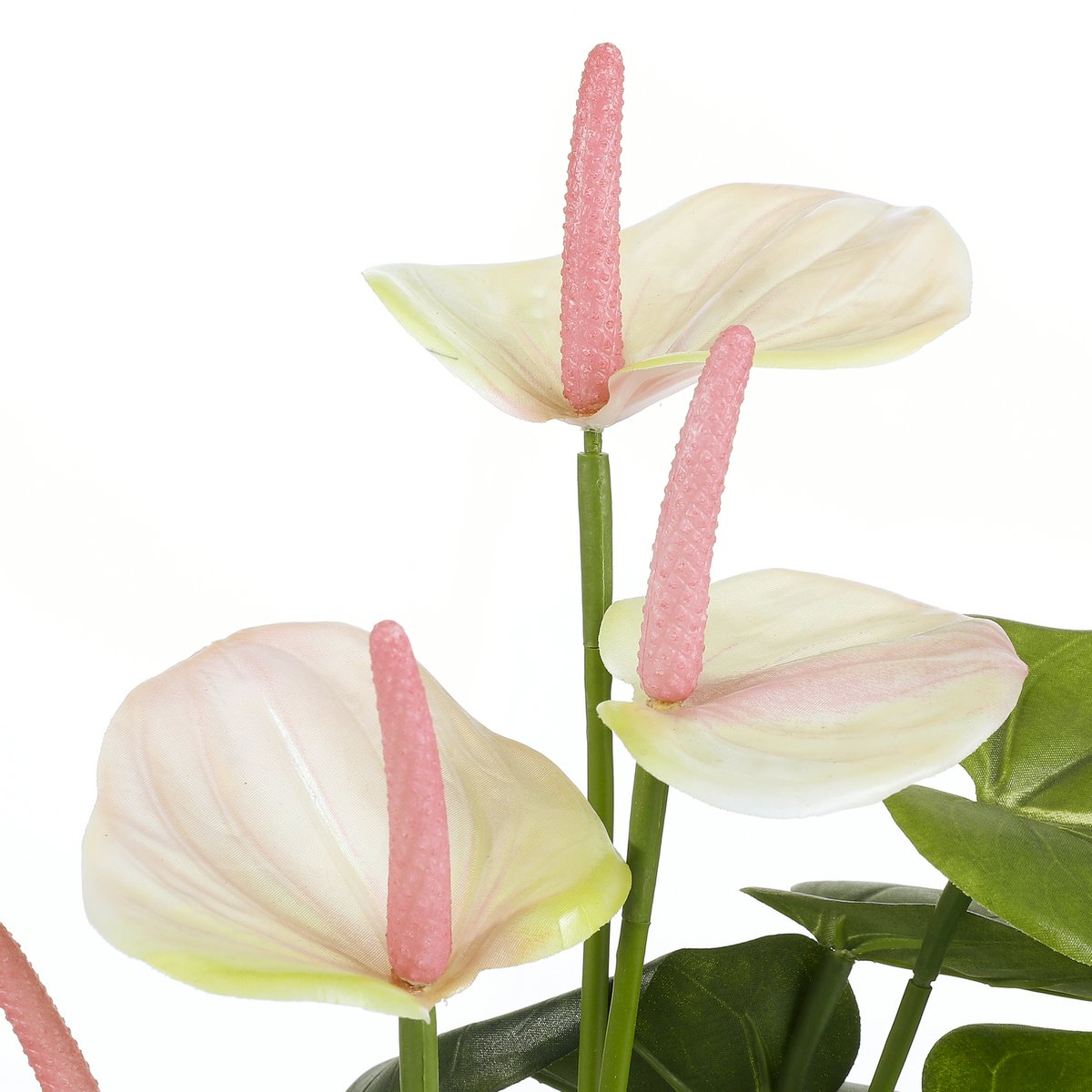 Glimmerdekorationen – Künstliche Anthurium-Pflanze im Stan-Blumentopf – H40 x Ø30 cm – Hellrosa