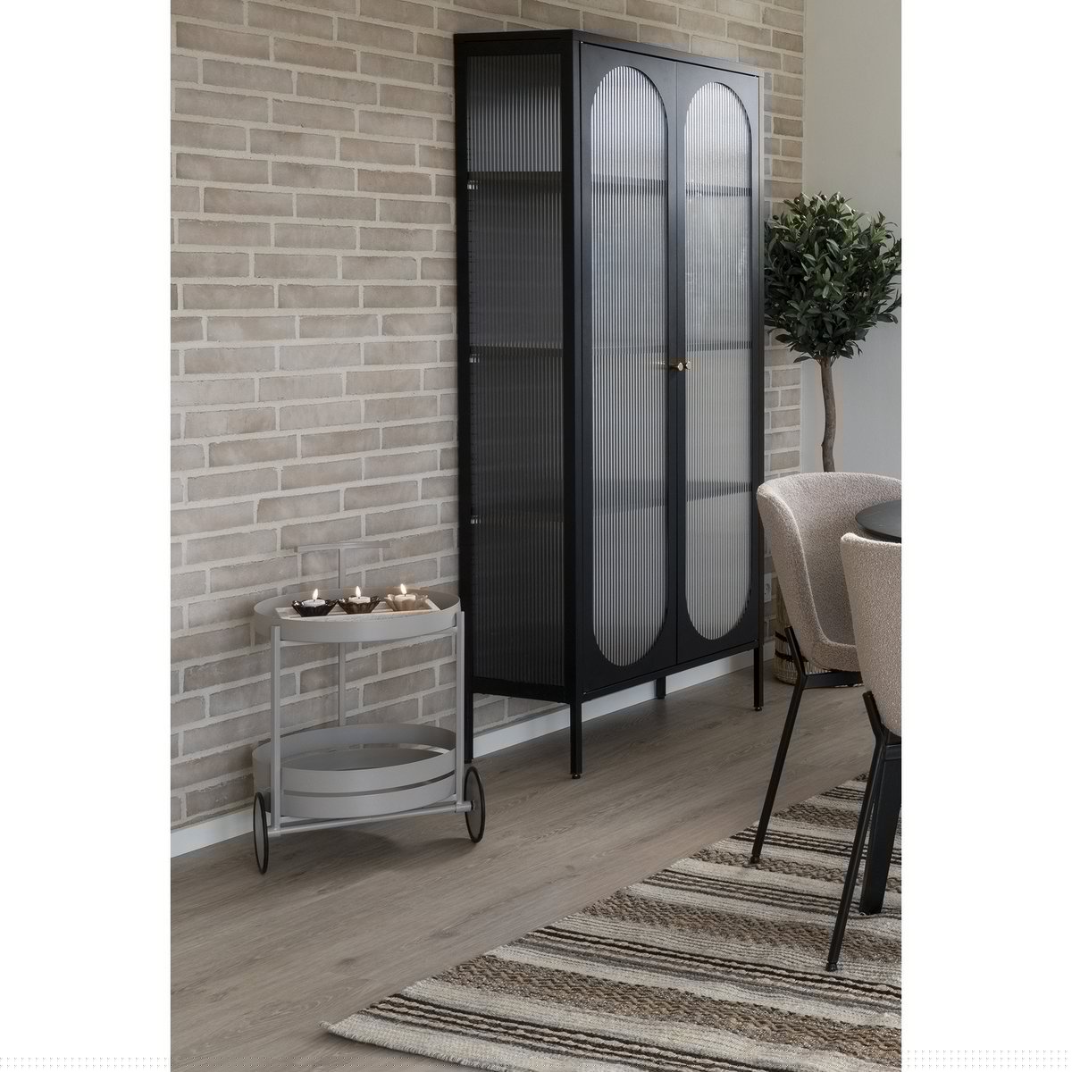 House Nordic - Beja Bar Trolley - Bar Trolley, staal, koel grijs, 2 planken, 40x49,5x61 cm