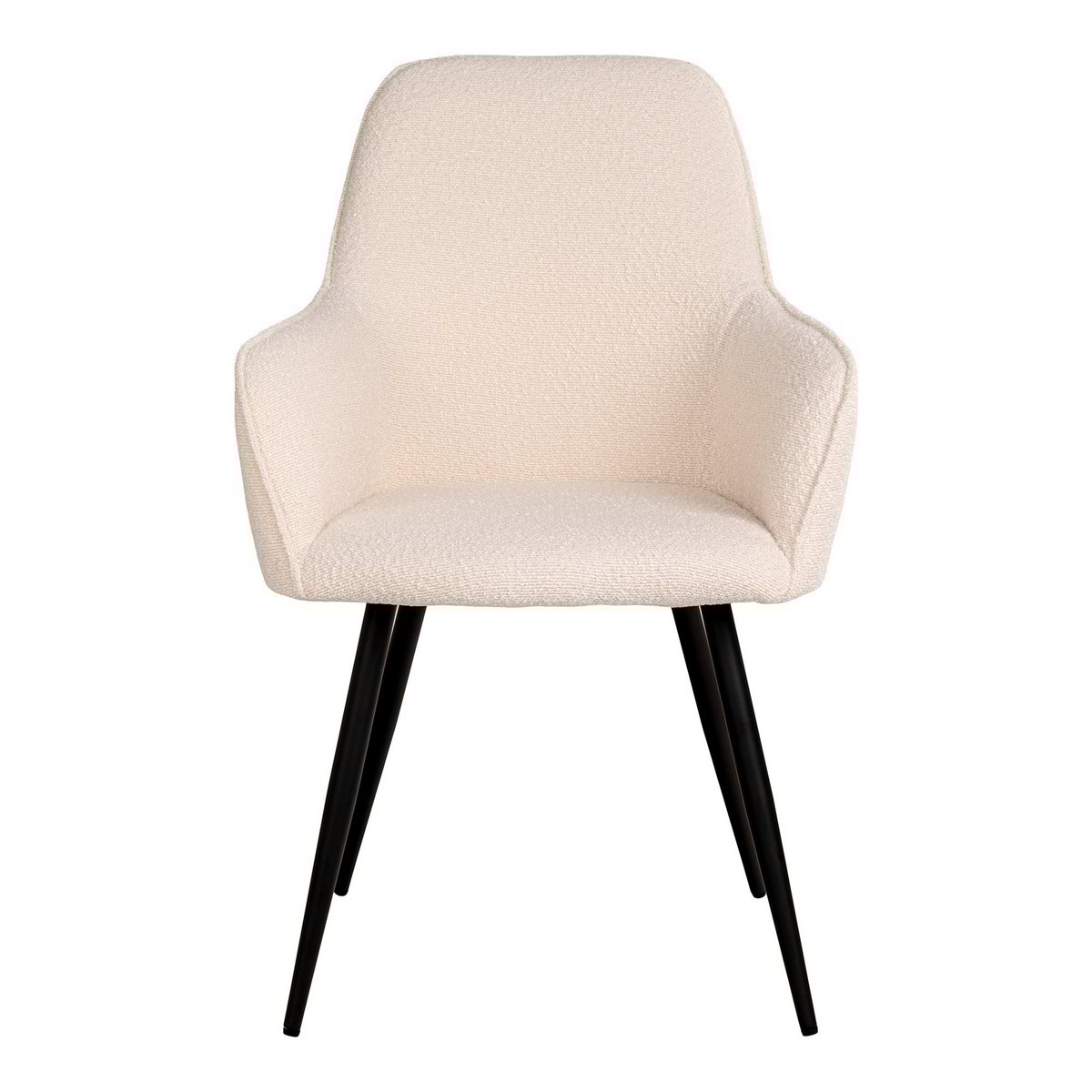 House Nordic - Harbo Dining Chair - Eetkamerstoel in bouclé, wit met zwarte poten - set van 2