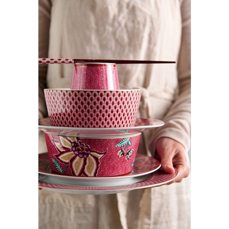 Pip Studio - Giftset Bowls 15cm & Chopsticks Oriental Flower Festival Dark Pink