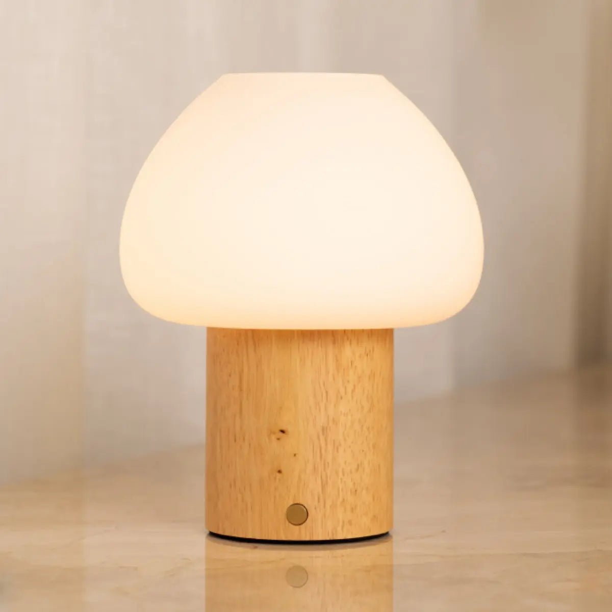 Tavellio-Amsterdam - Fynn Lichtbruine houten lamp – Oplaadbaar, dimbaar en stijlvol