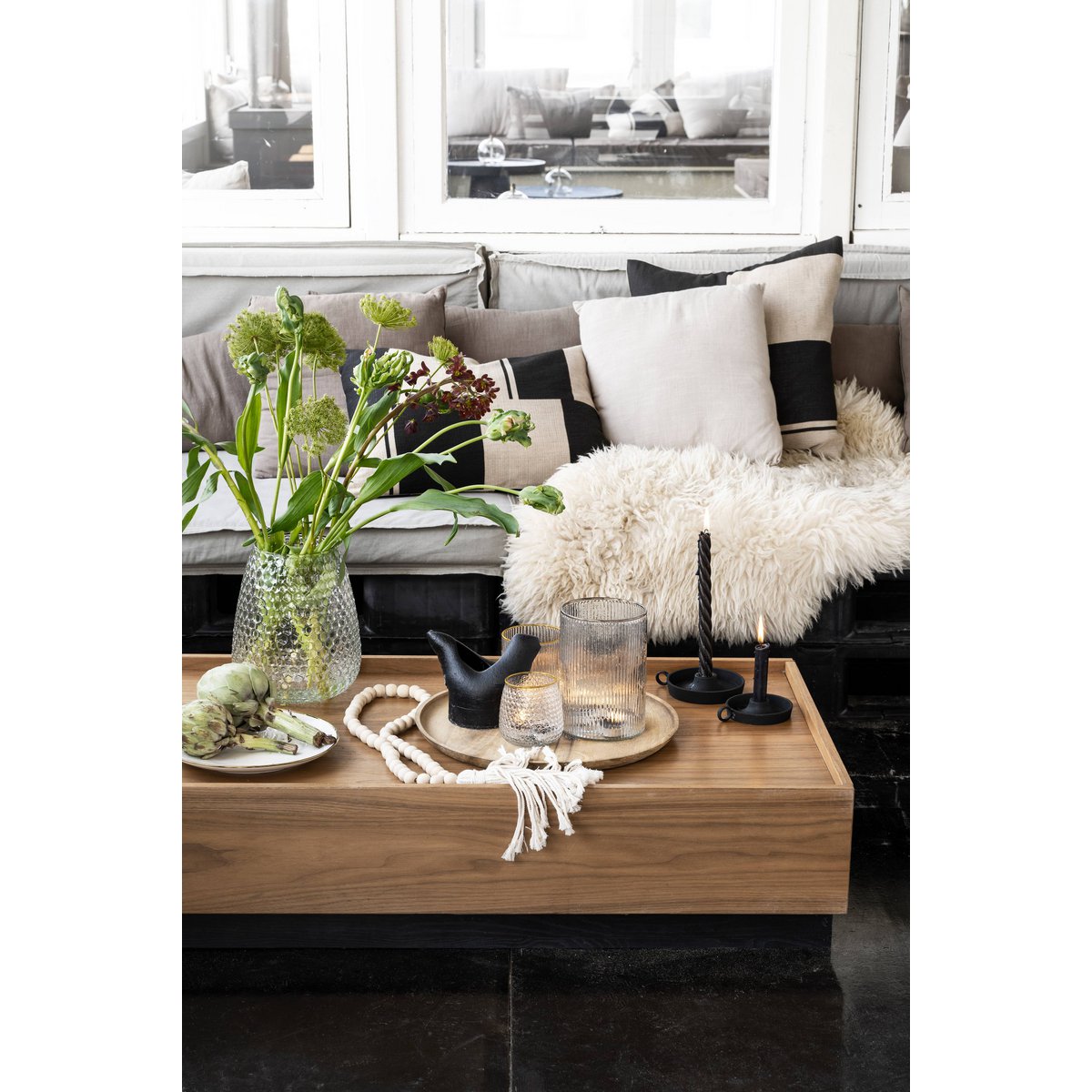 vtwonen - Vase Glass Stripes Silver 13x19cm