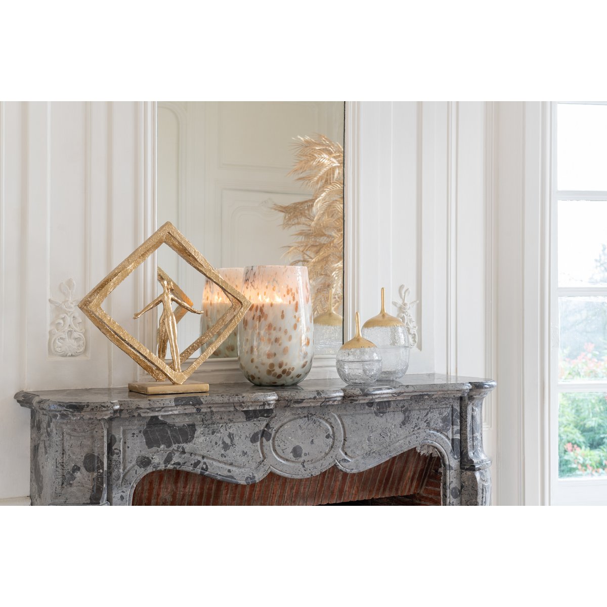 J-Line - Duftkerze Mia - Glas - Weiß/Mix - L