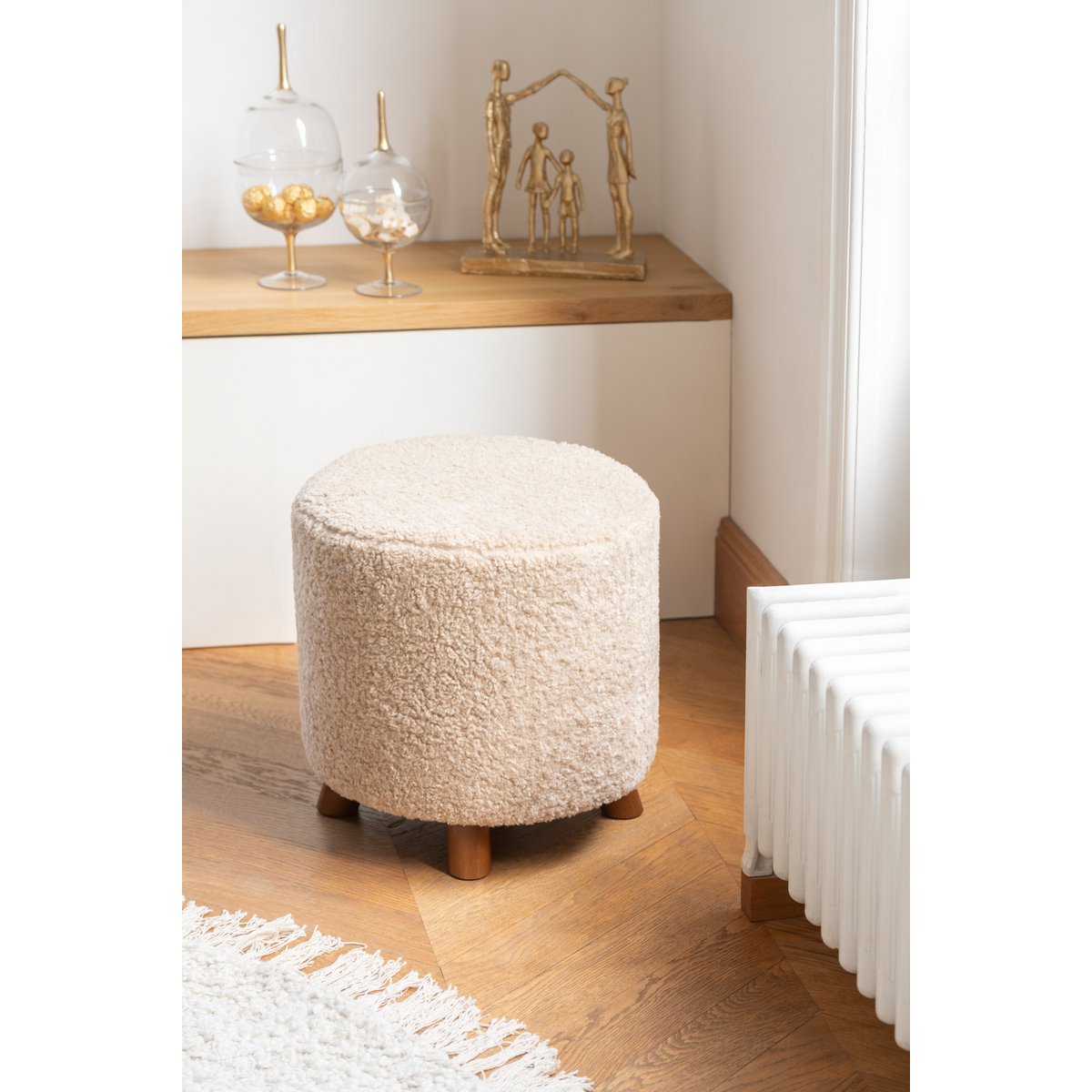 J-Line - Pouf Schafbein Polyester Beige