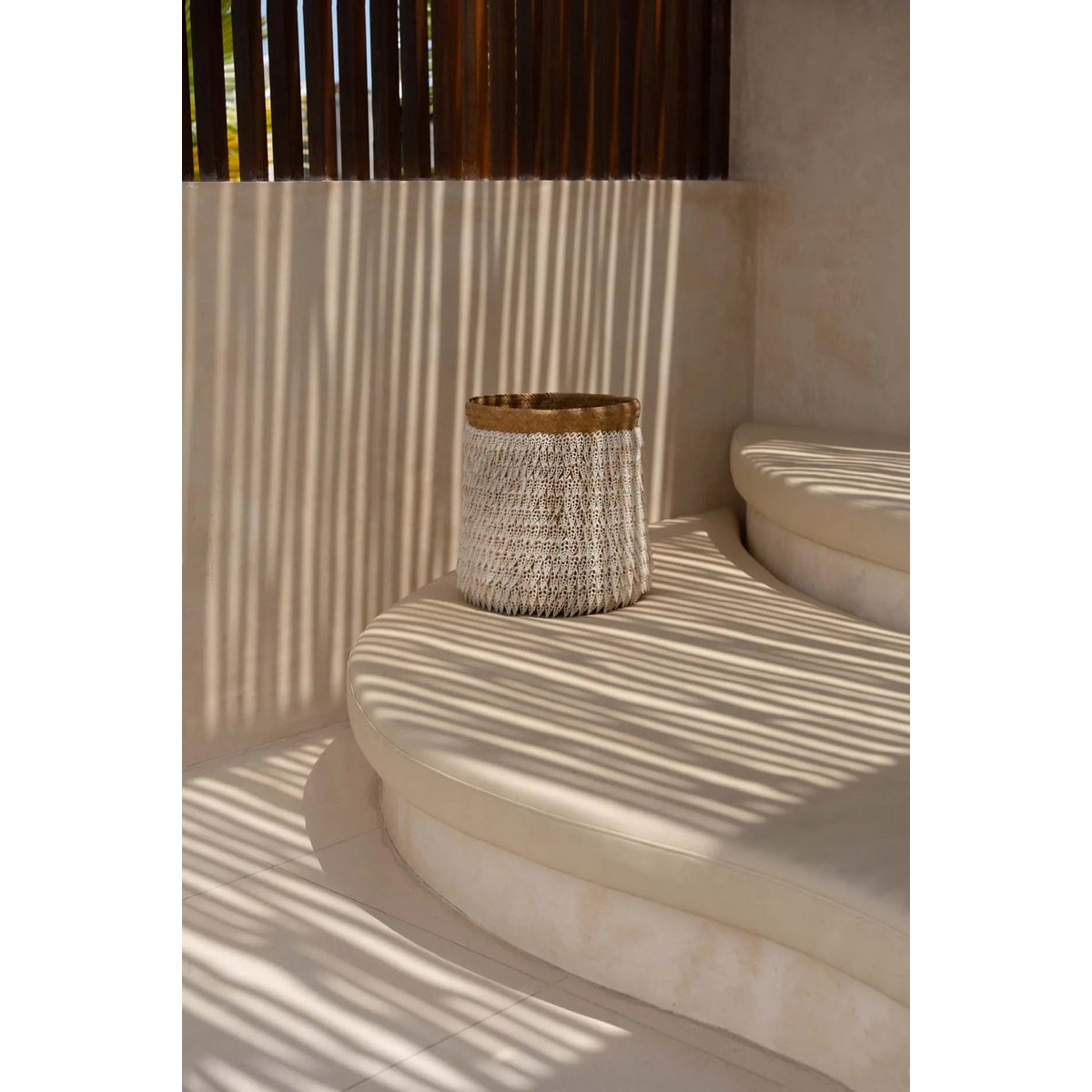 Bazar Bizar - Mand 'Pandan #2' (Naturel Wit)