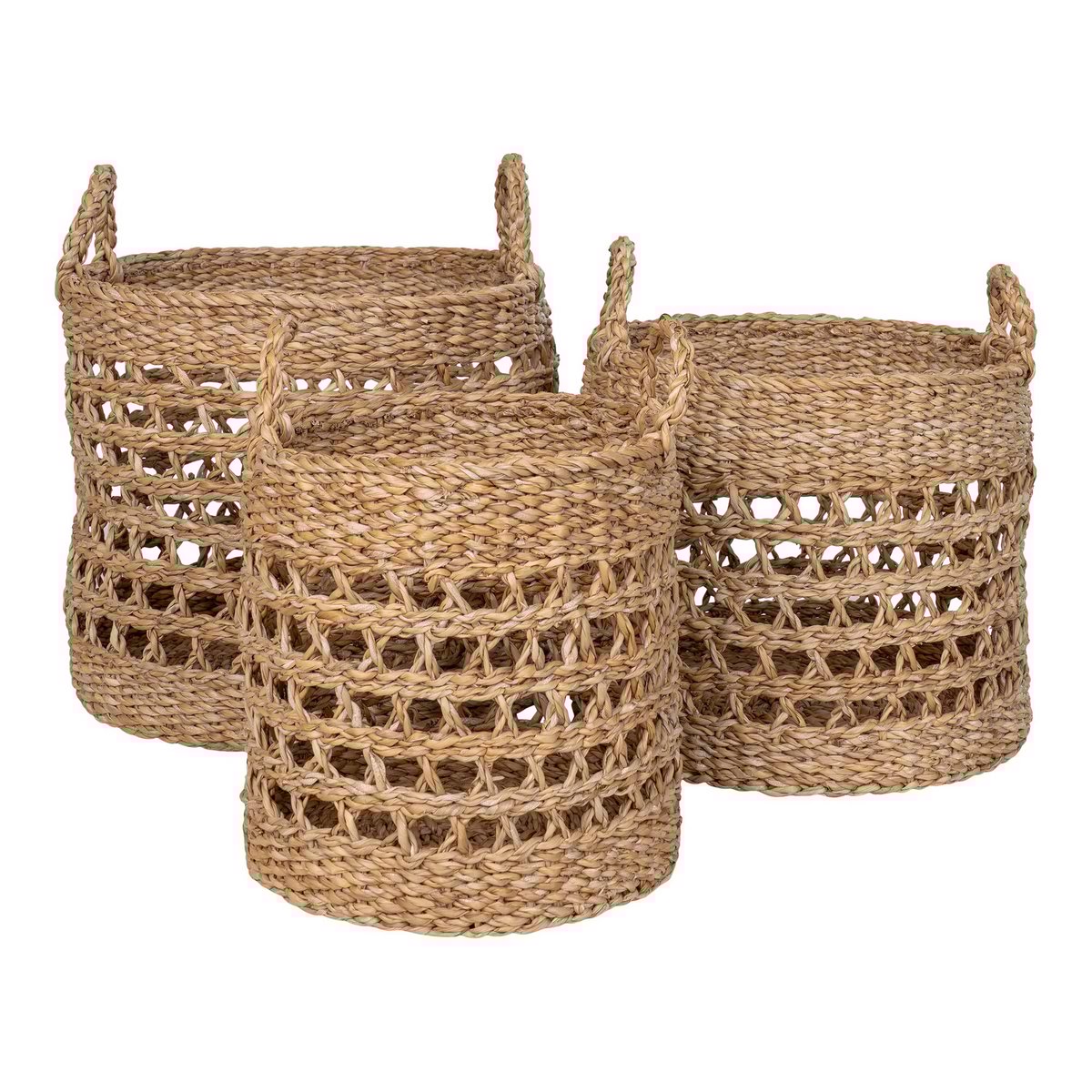 House Nordic - Balok Basket - Korb, Seegras, natur/schwarz, 3er-Set