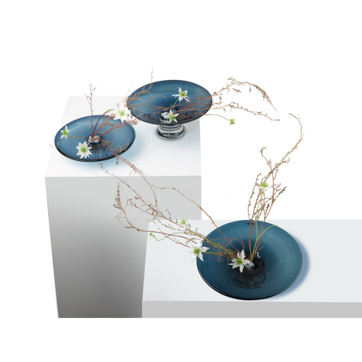 Element Accessories - Ronde conische vaas of schaal, diepinktblauw kleur: ALAIN