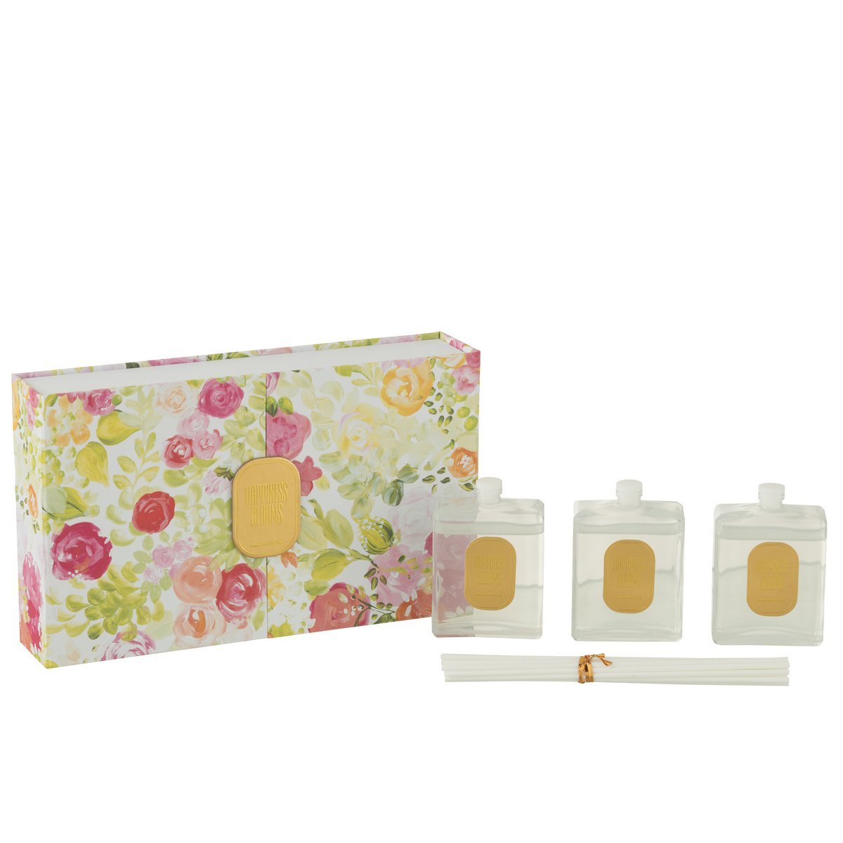 J-Line - Verpakking met geurolie 'Happiness Blooms' (3 stuks, Mimosa & Rose, 50ml)
