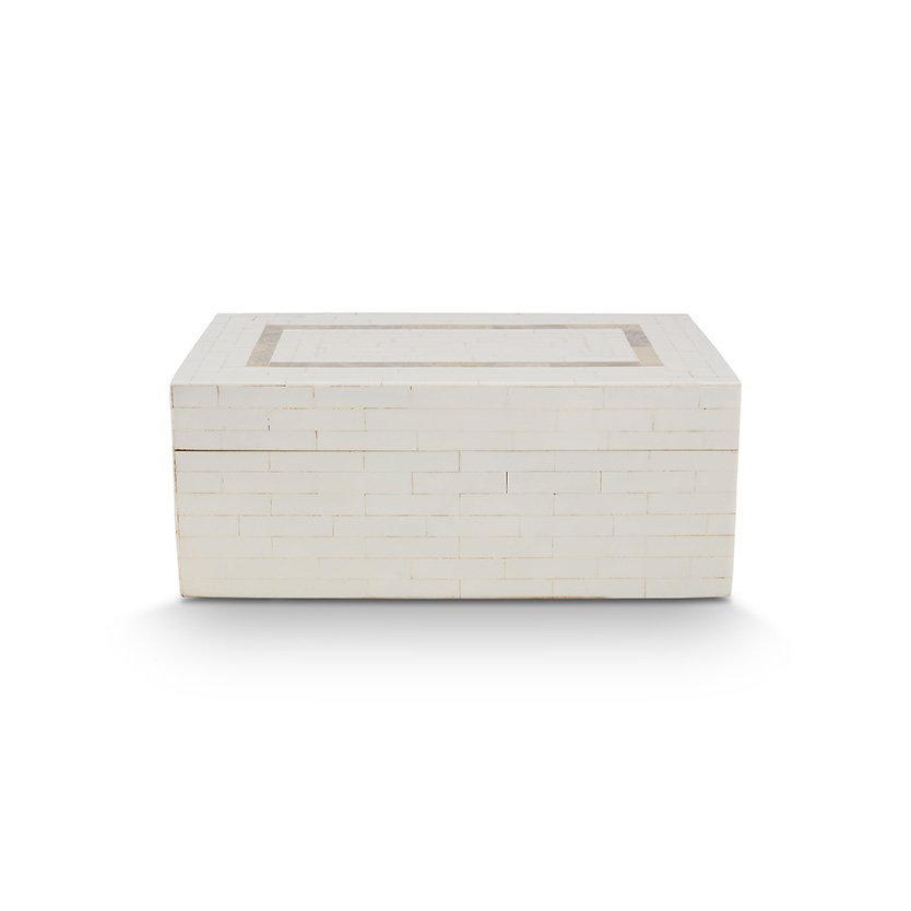 vtwonen - Opbergdoos Rechthoekig Parel Enkel Rechthoekig Streep 30x18x12cm