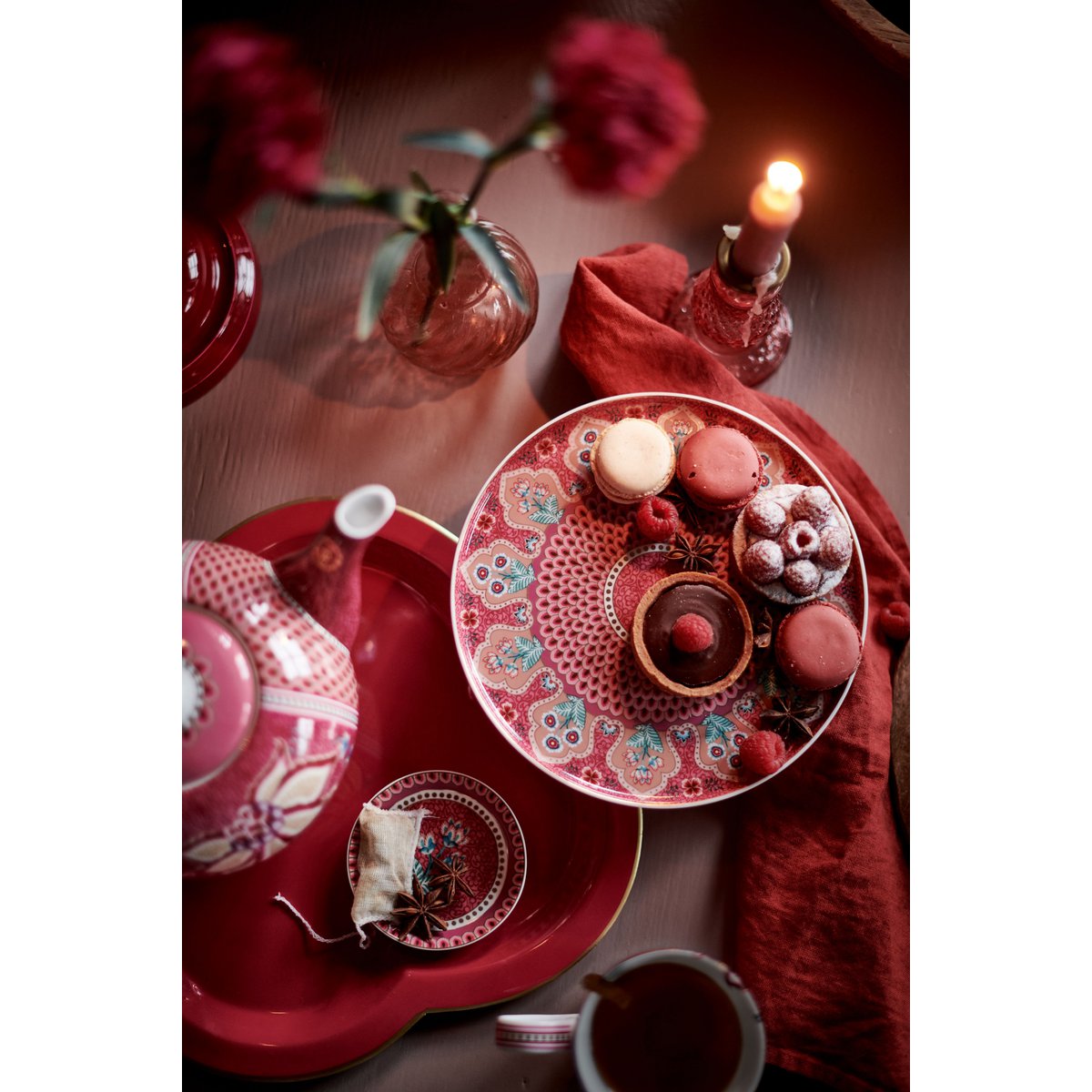 Pip Studio - Mini Cake Tray Flower Festival Scallop Deco Dark Pink 21cm