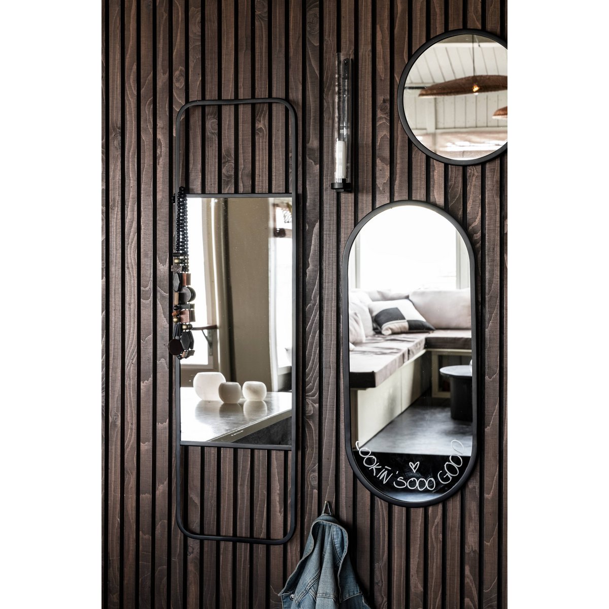 vtwonen - Spiegel in Lijst Medium Zwart 30x105cm