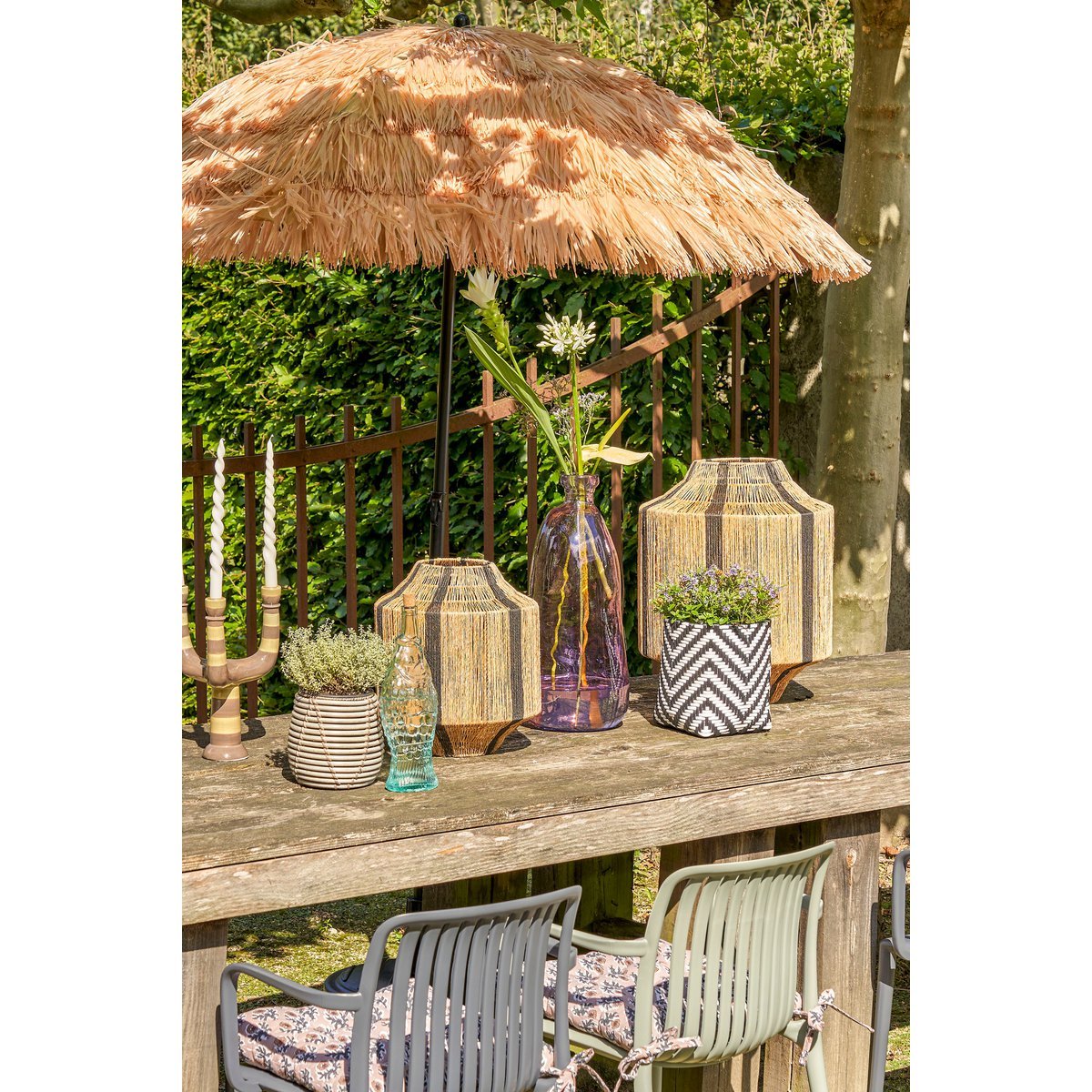 Mica Decorations - Liliano Lantaarn - H51 x Ø40 cm - Jute - Zwart